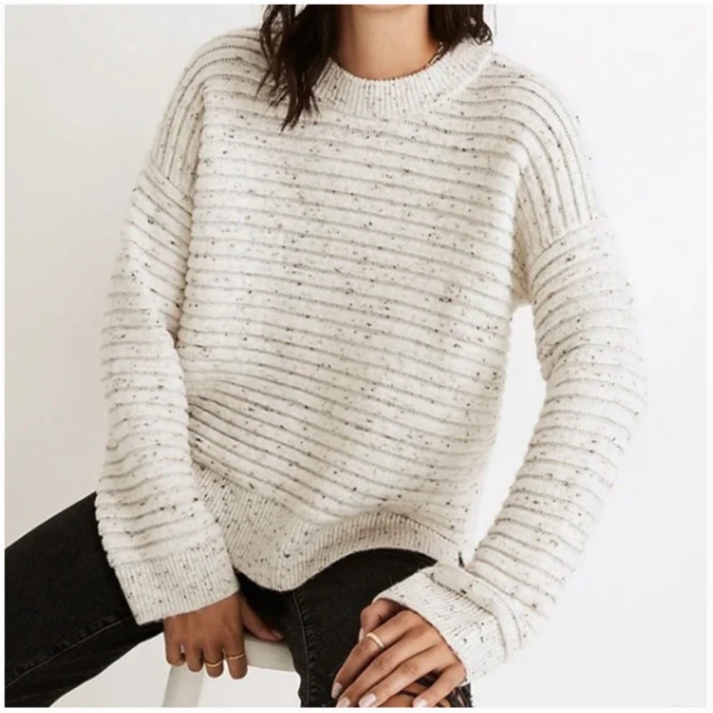 Madewell Ribbed Confetti Donegal Elsmere Pullover Split-Hem Sweater Plus Size 1X